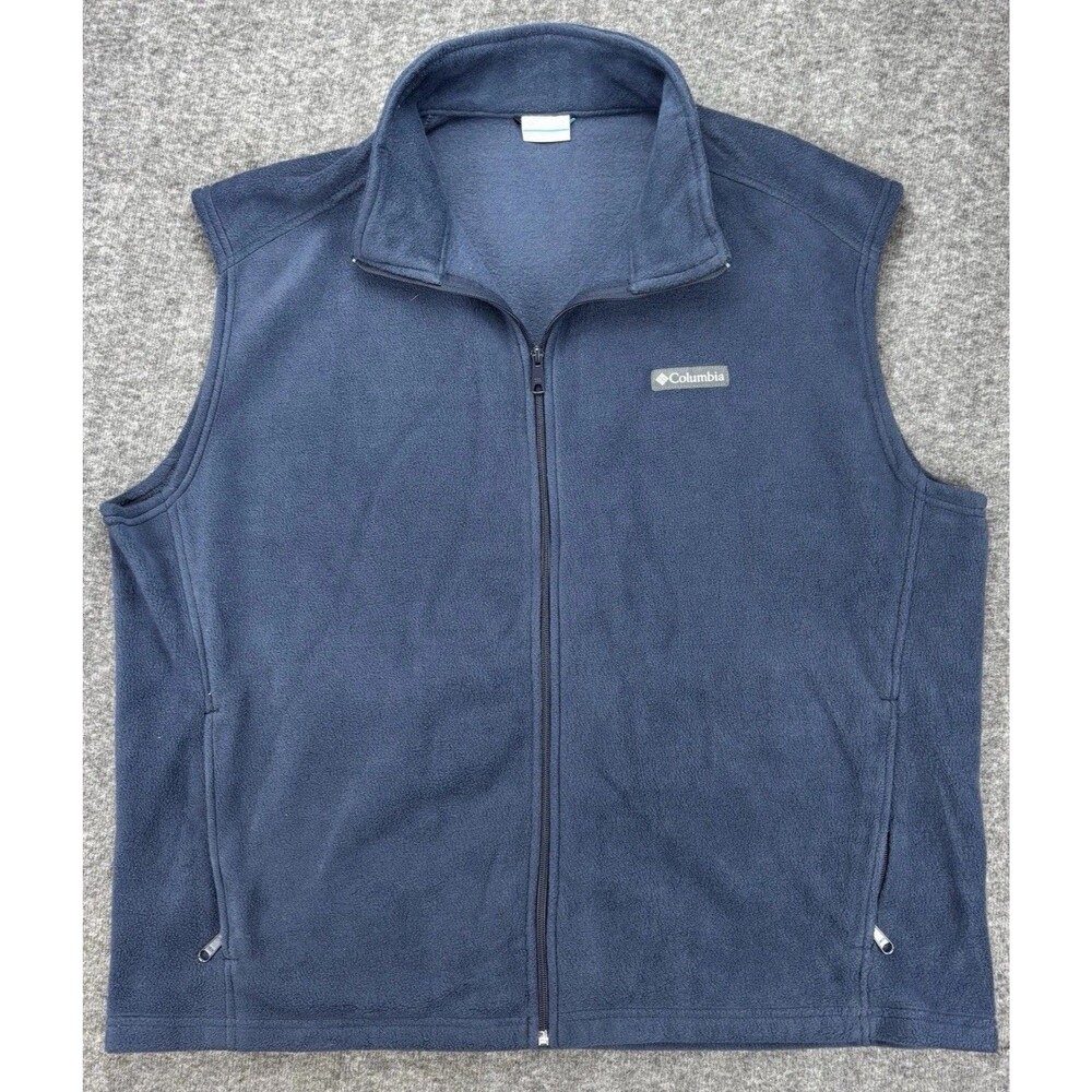 Columbia Men’s XXL Fleece Vest Navy Blue Full Zip Outdoor Hiking AM1535